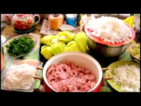 Рецепт:Болгарский перец фаршированный овощами с рисом и мясом. 