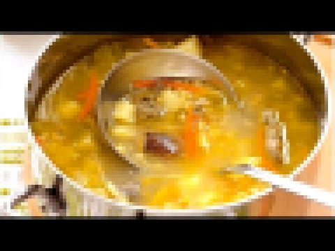 Суп рассольник с перловкой и солеными огурцами/Классический быстрый обед) 