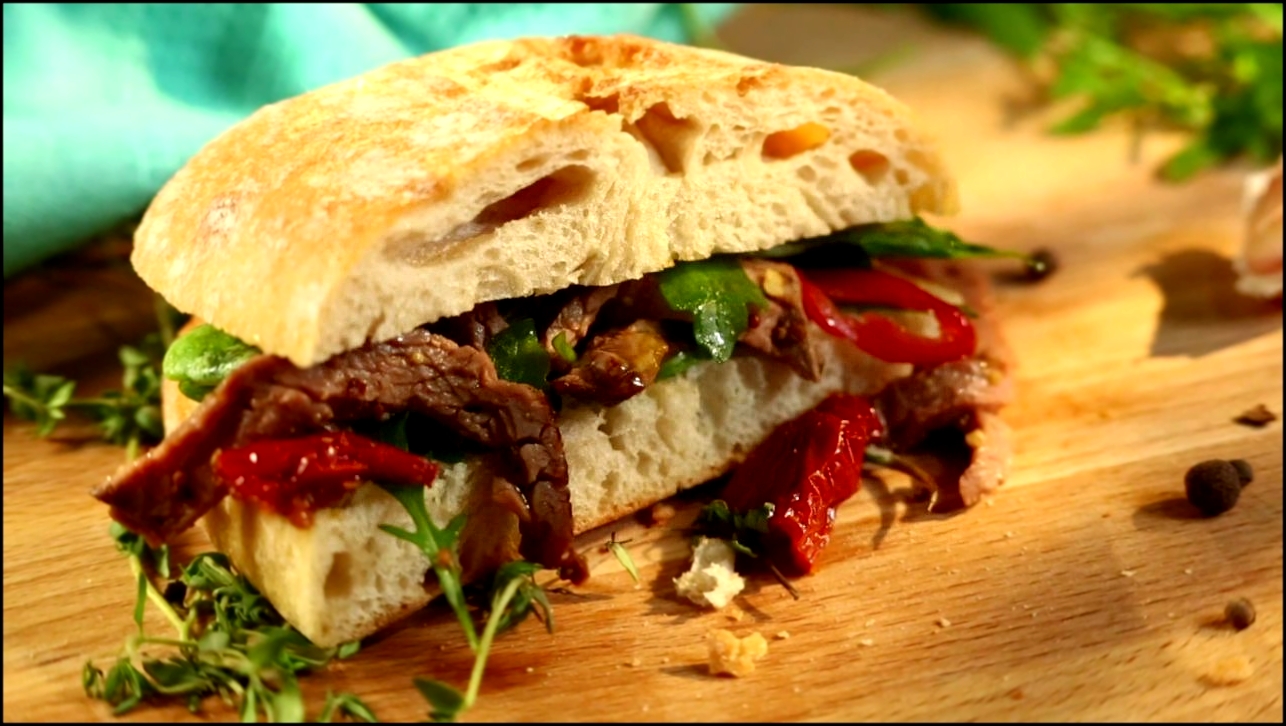 Рецепт сэндвичей с ростбифом и зеленым салатом 