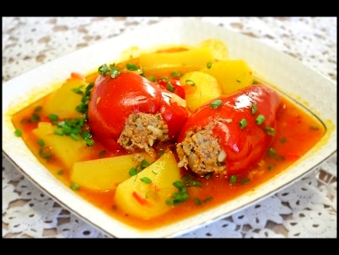 Домашние видео-рецепты - тушёный картофель с болгарским перцем и фаршем в мультиварке 