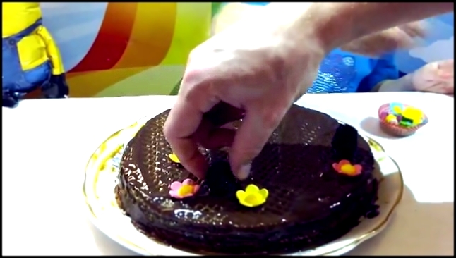 Торт с горячим шоколадом, цветочками, листочками и ежевикой Детский Канал Маргаритка 