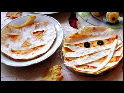 How to cook Halloween Monster Pita Pizza's - Pumpkin and Mummies Quesadillas - Simple Recipes 